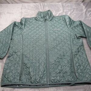 Columbia Interchange Jacket Women 3X Blue Quilted Puffer Pocket FullZip OmniHeat